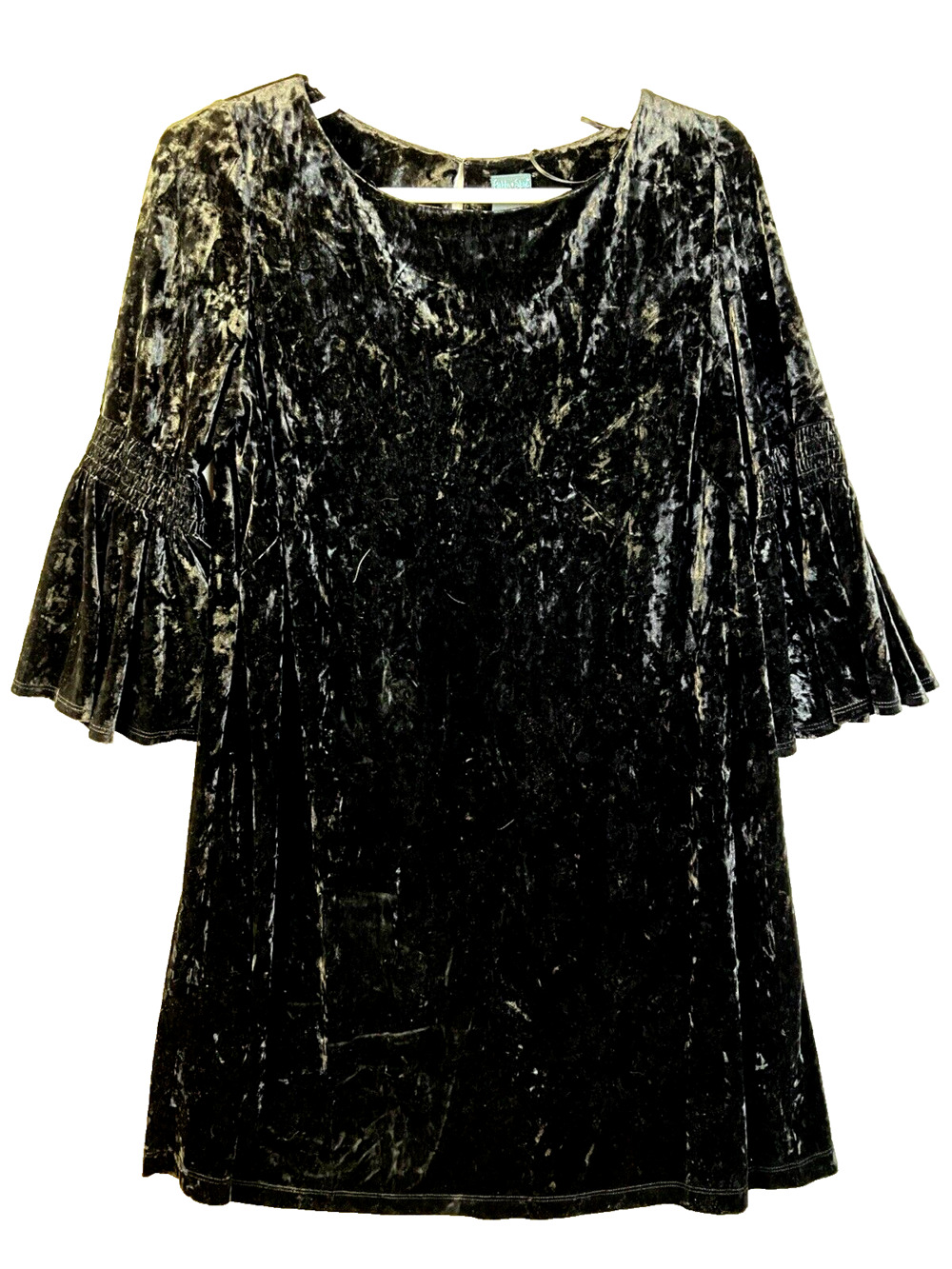 Gabby & Skye Crushed Velvet Dress Women's 16W Black Ruffle Sleeve Party Gothic